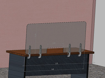 защитный экран прозрачный 2 мм 1450 x 600 с окошком 400 x 110