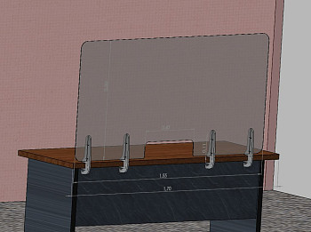 защитный экран прозрачный 4 мм 1550 x 800 с окошком 400 x 110