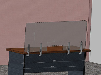 защитный экран прозрачный 4 мм 1550 x 600 с окошком 400 x 110