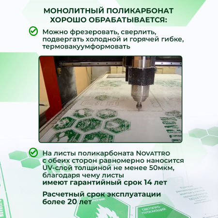 Монолитный поликарбонат 6 мм прозрачный Novattro лист 2,05х3,05 м