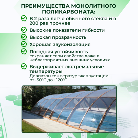 Монолитный поликарбонат опал Novattro 1,5 мм лист 2,05х3,05 м