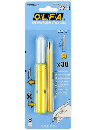 нож olfa | ol-ak-3 | перовой с лезвиями кв-3 | лезвие 4 мм | 30 шт