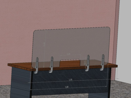 защитный экран прозрачный 2 мм 1500 x 600 с окошком 400 x 110